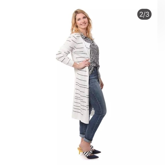 Cabi Style #5638 Dashes Sweater Long Duster Ribbed Size M EUC Item# AM - Picture 3 of 10